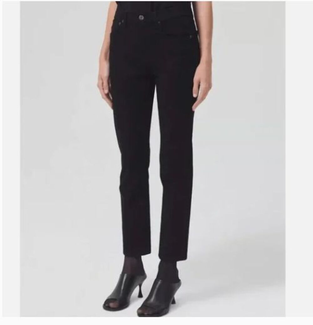 Agolde Merrel Mid Rise Straight Leg Denim Jeans in Axis Black Women size 27 EUC